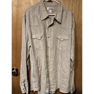 Ryan Michael 100% Linen Long Sleeve Pearlsnap Western Shirt